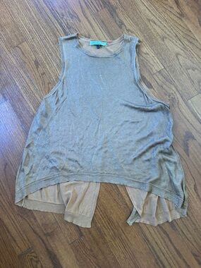 Halston Heritage Camel/Tan Metallic Knit Top